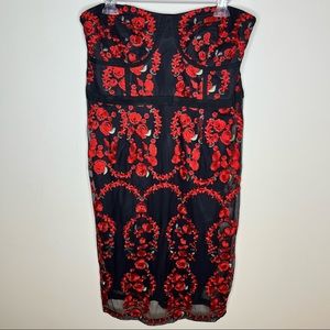 City Chic rose print strapless dress